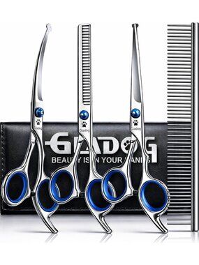 5-in-1 Dog Grooming Scissors Set | Heavy-Duty Pet Shears with Safety Tips for